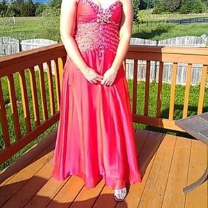 Beautiful beaded pink prom dress